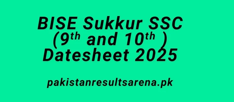 BISE Sukkur 9th Class Datesheet 2025